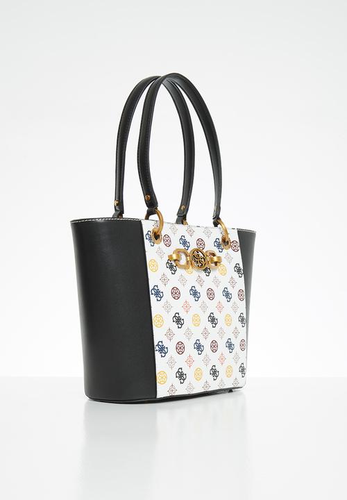 GUESS - Noelle small elite tote - white & black 