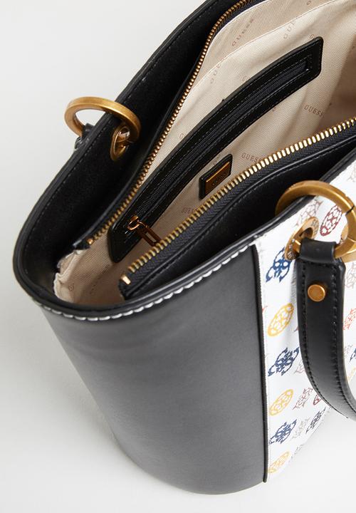 GUESS - Noelle small elite tote - white & black 