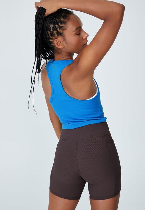Cotton On - Rib racer crop tank top - bright blue