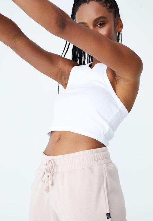 Cotton On - Rib racer crop tank top - white