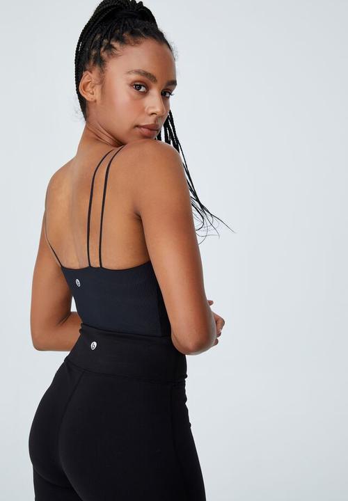 Cotton On - Rib strappy vestlette - black