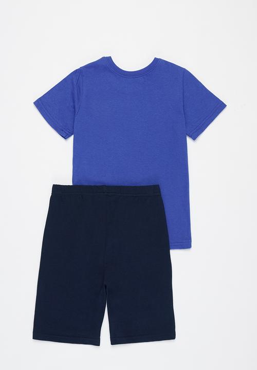 Pop Candy - Tee & shorts pj set - blue & navy