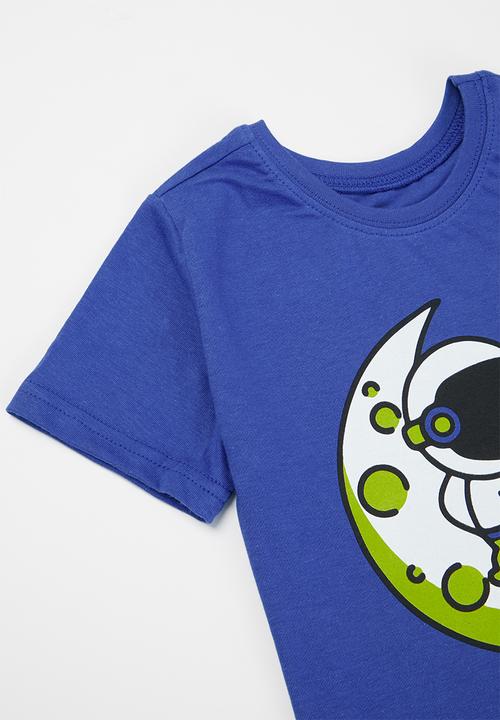 Pop Candy - Tee & shorts pj set - blue & navy