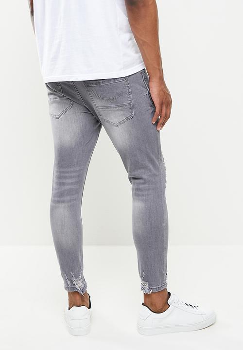 Cutty - Simon rip & repair cropped skinny jeans - grey