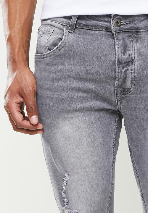 Cutty - Simon rip & repair cropped skinny jeans - grey