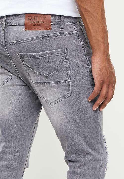 Cutty - Simon rip & repair cropped skinny jeans - grey