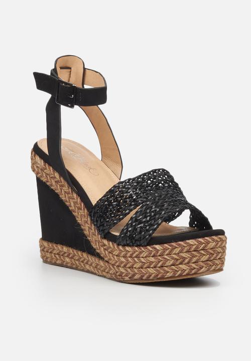 Miss Black - Raffia1 espadrille wedge - black