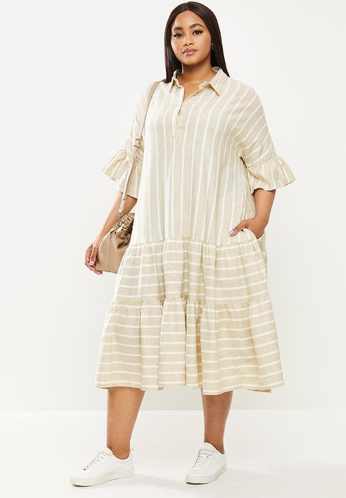 AMANDA LAIRD CHERRY - Plus nhlole dress -  sand/cream woven stripe