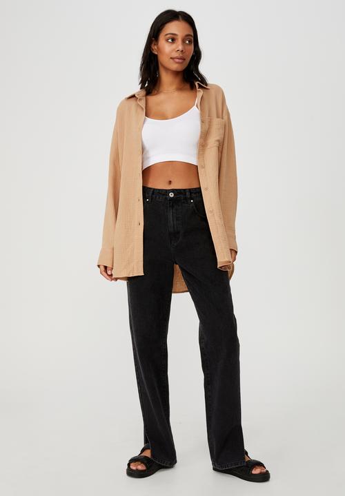 Cotton On - Savannah oversized shirt - brown 