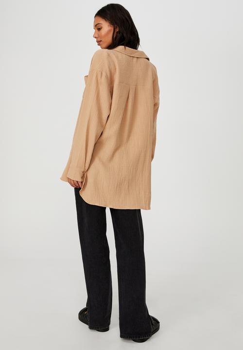 Cotton On - Savannah oversized shirt - brown 