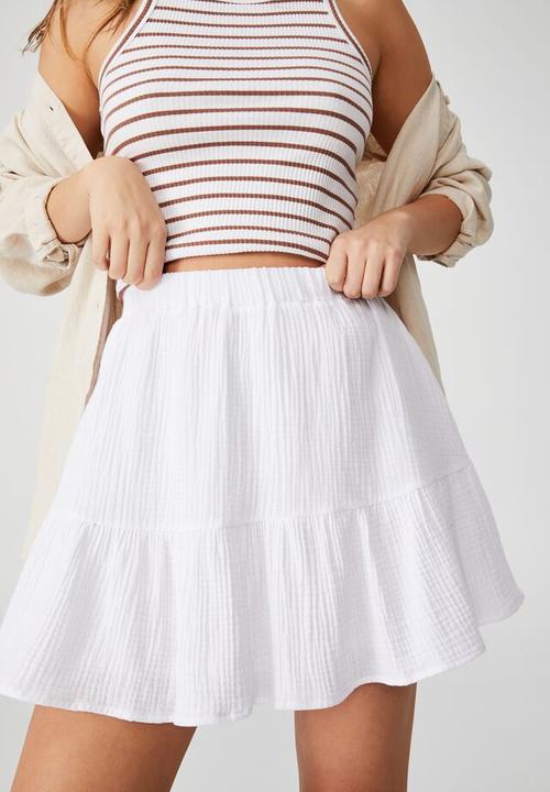 Cotton On - Woven riviera mini skirt - white