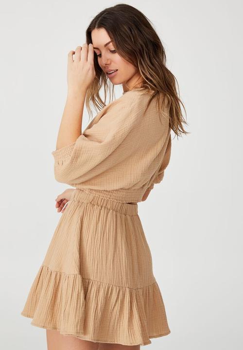 Cotton On - Woven riviera mini skirt - brown taupe