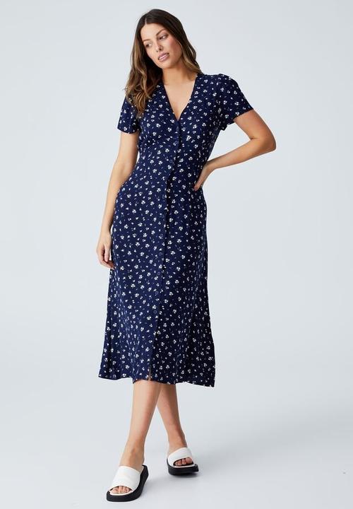 Cotton On - Woven katherine midi dress - hanna ditsy medieval blue