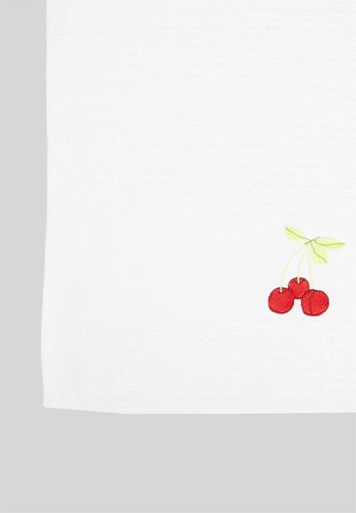 Linen House - Waffle Tea towel set- cherries & cupcakes