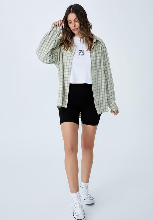 Cotton On - Boyfriend shirt - danny check sage