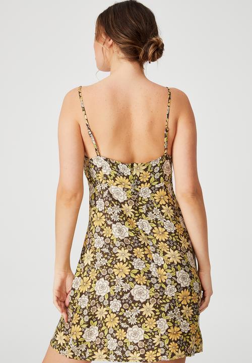 Cotton On - Woven dakota tie front mini dress - multi 