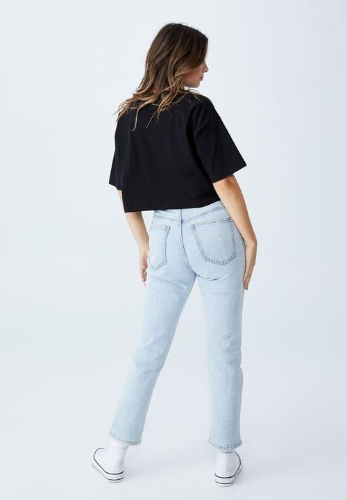 Cotton On - Cropped boyfriend tee - black