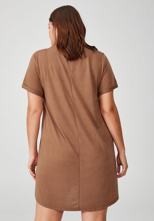 Cotton On - Curve relaxed tee dress - cocoa bean