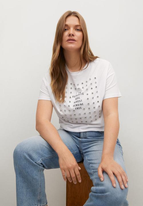 MANGO - Plus T-shirt stone - white