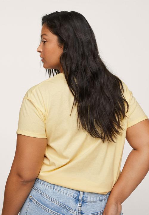 MANGO - Plus T-shirt bisous - yellow