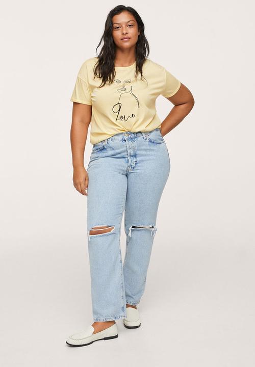 MANGO - Plus T-shirt bisous - yellow