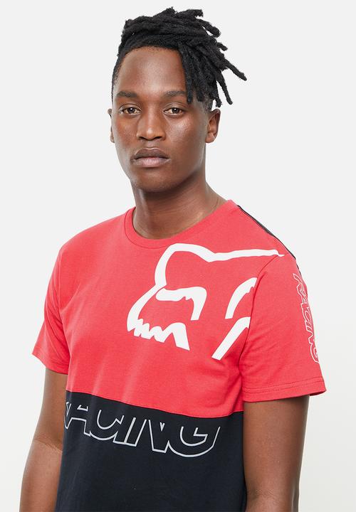 Fox - Skew block short sleeve tee - black & red