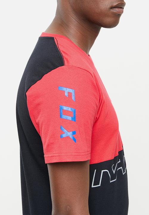 Fox - Skew block short sleeve tee - black & red