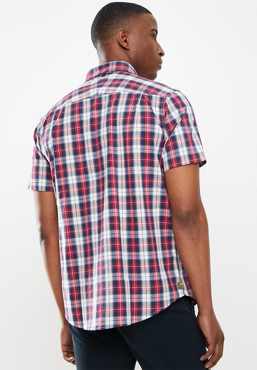 JEEP - Technical short sleeve check shirt - red/navy
