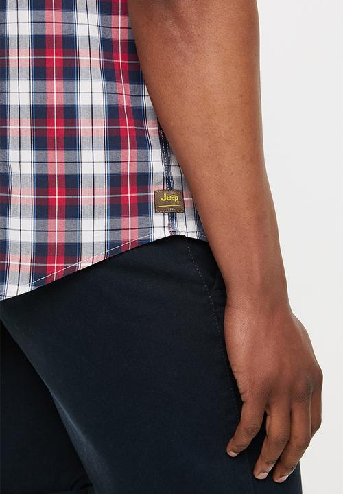 JEEP - Technical short sleeve check shirt - red/navy