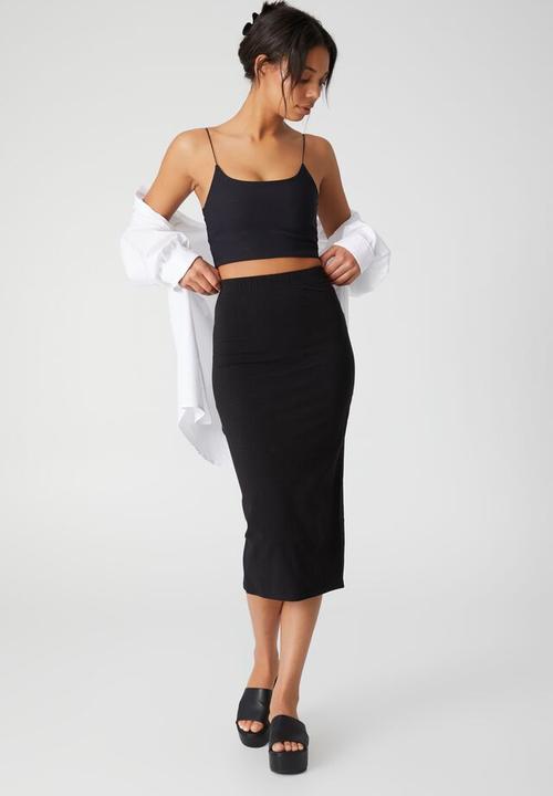 Cotton On - Essential midi skirt - black