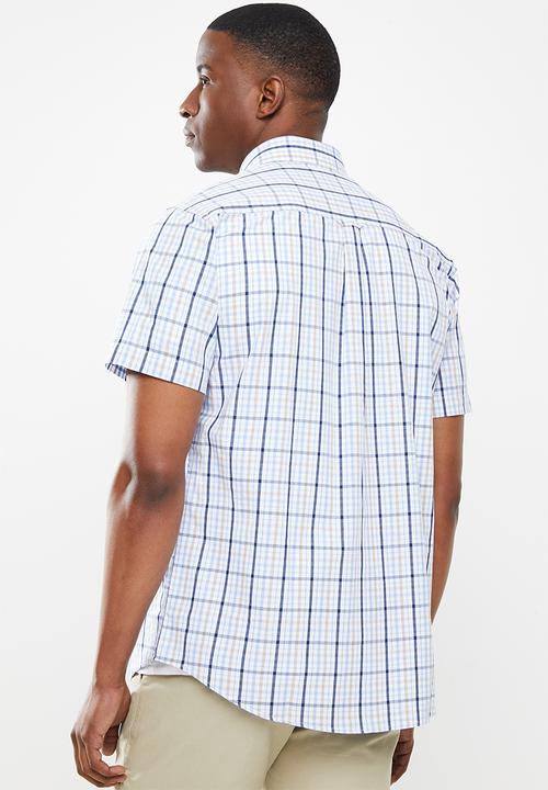 JEEP - Short sleeve yd check shirt - white/khaki