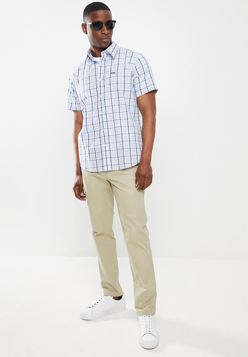 JEEP - Short sleeve yd check shirt - white/khaki