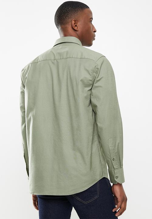 JEEP - Long sleeve plain crease resistant shirt - green