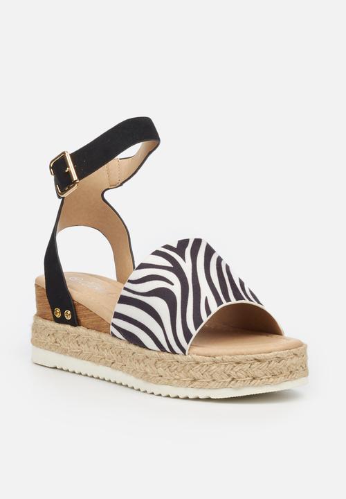Miss Black - Steffi espadrille wedge - black & white