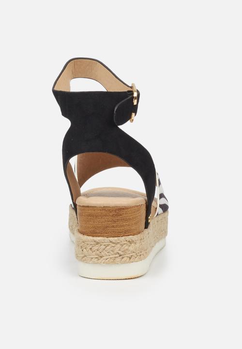 Miss Black - Steffi espadrille wedge - black & white