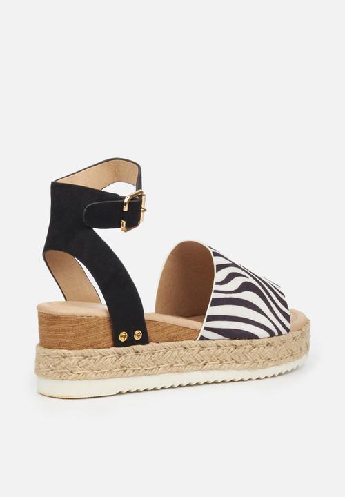 Miss Black - Steffi espadrille wedge - black & white