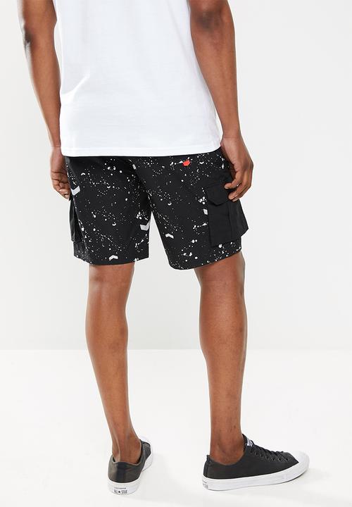 S.P.C.C - Frey regular fit elasticated, cargo shorts - black