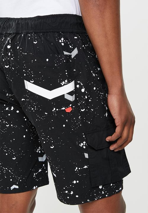 S.P.C.C - Frey regular fit elasticated, cargo shorts - black