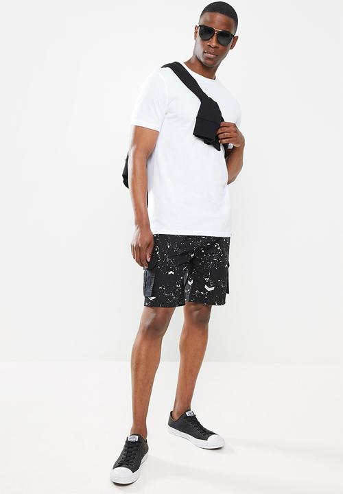 S.P.C.C - Frey regular fit elasticated, cargo shorts - black