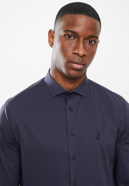 POLO - Christian slim fit long sleeve shirt - navy