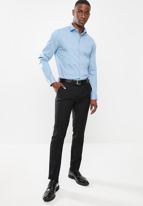 POLO - Christian slim fit long sleeve shirt - lt blue