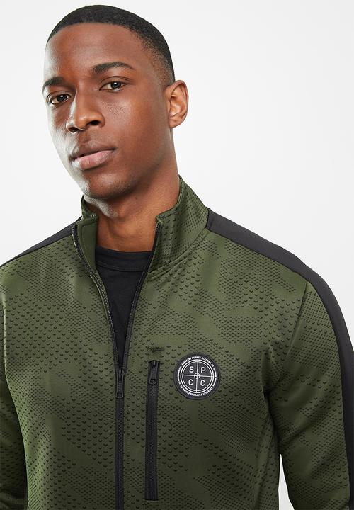 S.P.C.C - Shia regular fit zip through track top - green
