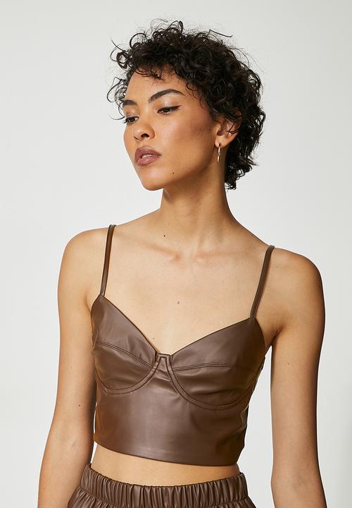 VELVET - Pu bralette - brown