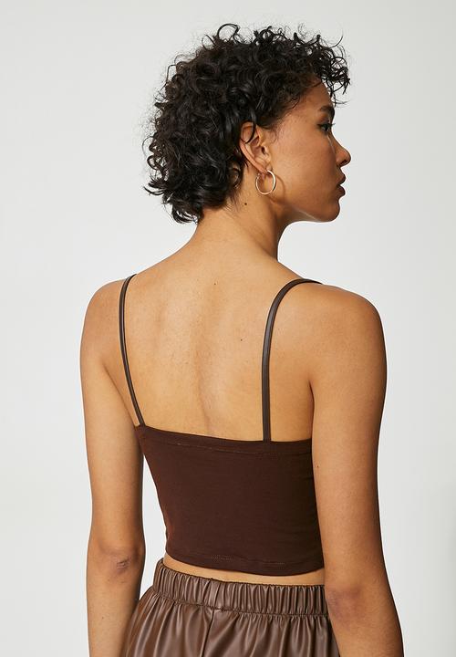 VELVET - Pu bralette - brown