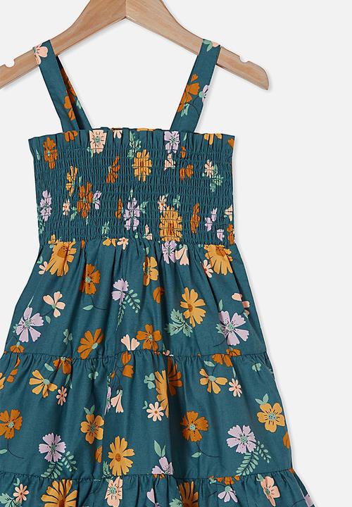 Cotton On - Mae sleeveless dress - turtle green/topenga floral