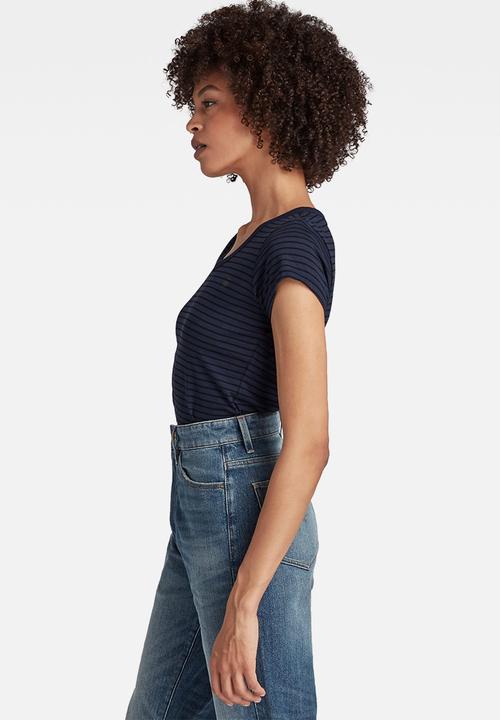 G-STAR - Eyben slim v t wmn short sleeve - sartho blue/dk black