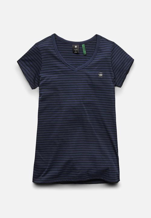 G-STAR - Eyben slim v t wmn short sleeve - sartho blue/dk black