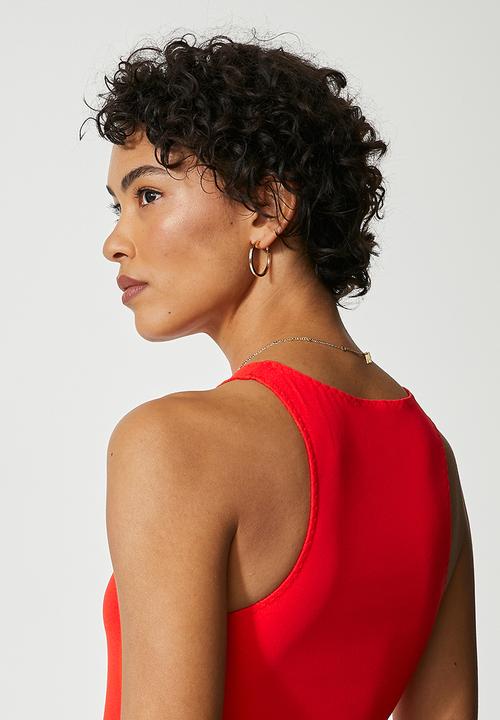 Superbalist - Crepe cutaway knit top - red tangerine