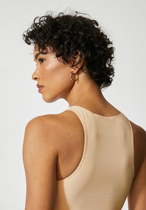 Superbalist - Crepe cutaway knit top - stone