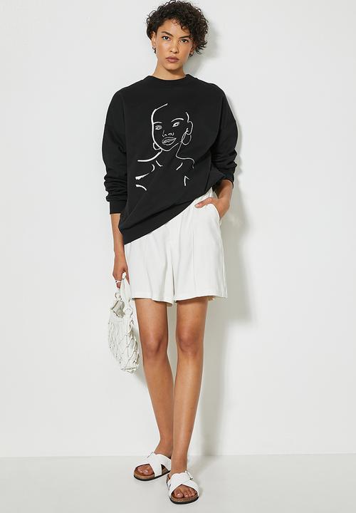 Superbalist - Graphic crew neck sweat - black